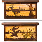 Meyda Lighting Deer at Lake 18" 5-Light Vintage Copper Flush Mount Light With Beige & Frosted Seeded Shade Glass