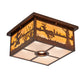Meyda Lighting Deer at Lake 18" 5-Light Vintage Copper Flush Mount Light With Beige & Frosted Seeded Shade Glass
