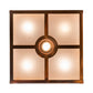 Meyda Lighting Deer at Lake 18" 5-Light Vintage Copper Flush Mount Light With Beige & Frosted Seeded Shade Glass