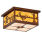 Meyda Lighting Deer at Lake 18" 5-Light Vintage Copper Flush Mount Light With Beige & Frosted Seeded Shade Glass