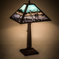 Meyda Lighting Deer at Lake 22" Craftsman Brown Table Lamp With Blue & Turquoise Shade Glass