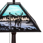 Meyda Lighting Deer at Lake 22" Craftsman Brown Table Lamp With Blue & Turquoise Shade Glass