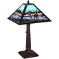 Meyda Lighting Deer at Lake 22" Craftsman Brown Table Lamp With Blue & Turquoise Shade Glass