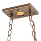 Meyda Lighting Deer at Lake 33" 6-Light Antique Copper Island Pendant Light With Silver Mica Shade Glass