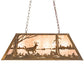 Meyda Lighting Deer at Lake 33" 6-Light Antique Copper Island Pendant Light With Silver Mica Shade Glass