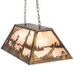 Meyda Lighting Deer at Lake 33" 6-Light Antique Copper Island Pendant Light With Silver Mica Shade Glass