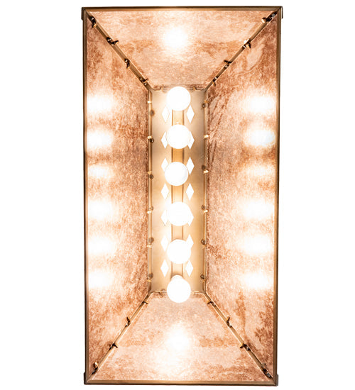 Meyda Lighting Deer at Lake 33" 6-Light Antique Copper Island Pendant Light With Silver Mica Shade Glass