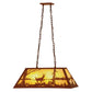 Meyda Lighting Deer at Lake 33" 6-Light Earth Island Pendant Light With Beige Art Shade Glass