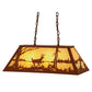 Meyda Lighting Deer at Lake 33" 6-Light Earth Island Pendant Light With Beige Art Shade Glass