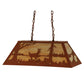 Meyda Lighting Deer at Lake 33" 6-Light Earth Island Pendant Light With Beige Art Shade Glass