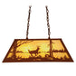 Meyda Lighting Deer at Lake 33" 6-Light Earth Island Pendant Light With Beige Art Shade Glass