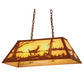 Meyda Lighting Deer at Lake 33" 6-Light Earth Island Pendant Light With Beige Art Shade Glass