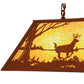 Meyda Lighting Deer at Lake 33" 6-Light Earth Island Pendant Light With Beige Art Shade Glass