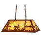 Meyda Lighting Deer at Lake 33" 6-Light Earth Island Pendant Light With Beige Art Shade Glass