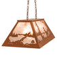 Meyda Lighting Deer at Lake 33" 6-Light Earth Island Pendant Light With Silver Mica Shade Glass