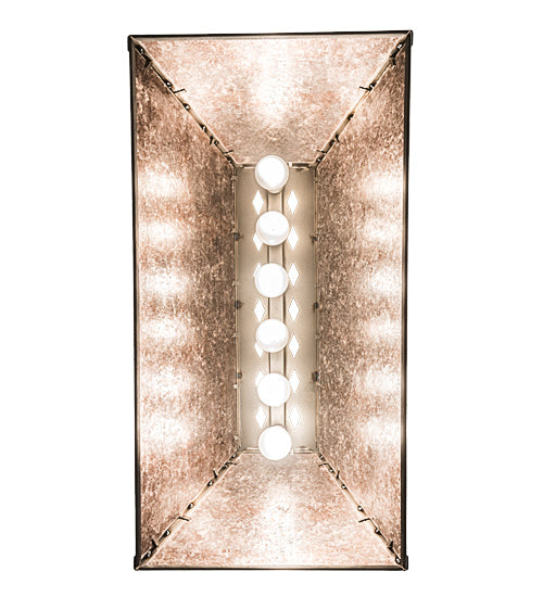 Meyda Lighting Deer at Lake 33" 6-Light Industrial Steel Island Pendant Light With Silver Mica Shade Glass