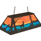 Meyda Lighting Deer at Lake 33" 6-Light Oil Rubbed Bronze Island Pendant Light With Orange & Blue Green Art Shade Glass
