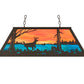 Meyda Lighting Deer at Lake 33" 6-Light Oil Rubbed Bronze Island Pendant Light With Orange & Blue Green Art Shade Glass