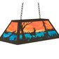 Meyda Lighting Deer at Lake 33" 6-Light Oil Rubbed Bronze Island Pendant Light With Orange & Blue Green Art Shade Glass