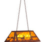 Meyda Lighting Deer at Lake 33" 6-Light Rust Island Pendant Light With Amber Mica Shade Glass