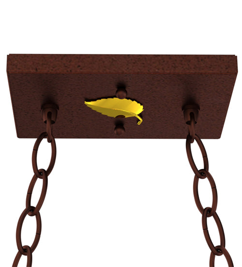 Meyda Lighting Deer at Lake 33" 6-Light Rust Island Pendant Light With Amber Mica Shade Glass