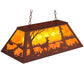 Meyda Lighting Deer at Lake 33" 6-Light Rust Island Pendant Light With Amber Mica Shade Glass