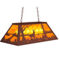 Meyda Lighting Deer at Lake 33" 6-Light Rust Island Pendant Light With Amber Mica Shade Glass
