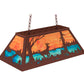 Meyda Lighting Deer at Lake 33" 6-Light Rust Island Pendant Light With Orange & Blue Green Art Shade Glass