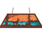 Meyda Lighting Deer at Lake 33" 6-Light Rust Island Pendant Light With Orange & Blue Green Art Shade Glass