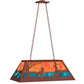 Meyda Lighting Deer at Lake 33" 6-Light Rust Island Pendant Light With Orange & Blue Green Art Shade Glass