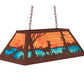 Meyda Lighting Deer at Lake 33" 6-Light Rust Island Pendant Light With Orange & Blue Green Art Shade Glass