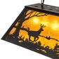 Meyda Lighting Deer at Lake 33" 6-Light Textured Black Island Pendant Light With Amber Mica Shade Glass