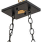 Meyda Lighting Deer at Lake 33" 6-Light Textured Black Island Pendant Light With Amber Mica Shade Glass