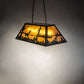 Meyda Lighting Deer at Lake 33" 6-Light Textured Black Island Pendant Light With Amber Mica Shade Glass