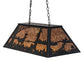Meyda Lighting Deer at Lake 33" 6-Light Textured Black Island Pendant Light With Amber Mica Shade Glass