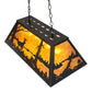 Meyda Lighting Deer at Lake 33" 6-Light Textured Black Island Pendant Light With Amber Mica Shade Glass