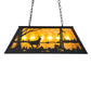 Meyda Lighting Deer at Lake 33" 6-Light Textured Black Island Pendant Light With Amber Mica Shade Glass