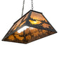 Meyda Lighting Deer at Lake 33" 6-Light Textured Black Island Pendant Light With Amber Mica Shade Glass