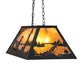 Meyda Lighting Deer at Lake 33" 6-Light Textured Black Island Pendant Light With Amber Mica Shade Glass