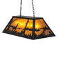 Meyda Lighting Deer at Lake 33" 6-Light Textured Black Island Pendant Light With Amber Mica Shade Glass