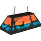 Meyda Lighting Deer at Lake 33" 6-Light Textured Black Island Pendant Light With Orange & Blue Green Art Shade Glass