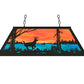 Meyda Lighting Deer at Lake 33" 6-Light Textured Black Island Pendant Light With Orange & Blue Green Art Shade Glass