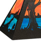 Meyda Lighting Deer at Lake 33" 6-Light Textured Black Island Pendant Light With Orange & Blue Green Art Shade Glass