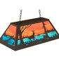 Meyda Lighting Deer at Lake 33" 6-Light Timeless Bronze Island Pendant Light With Orange & Blue Green Art Shade Glass