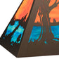 Meyda Lighting Deer at Lake 33" 6-Light Timeless Bronze Island Pendant Light With Orange & Blue Green Art Shade Glass