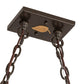 Meyda Lighting Deer at Lake 40" 6-Light Timeless Bronze Island Pendant Light With Orange Opal & Blue Green Shade Glass
