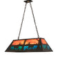 Meyda Lighting Deer at Lake 40" 6-Light Timeless Bronze Island Pendant Light With Orange Opal & Blue Green Shade Glass