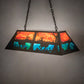 Meyda Lighting Deer at Lake 40" 6-Light Timeless Bronze Island Pendant Light With Orange Opal & Blue Green Shade Glass