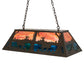 Meyda Lighting Deer at Lake 40" 6-Light Timeless Bronze Island Pendant Light With Orange Opal & Blue Green Shade Glass