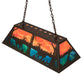 Meyda Lighting Deer at Lake 40" 6-Light Timeless Bronze Island Pendant Light With Orange Opal & Blue Green Shade Glass